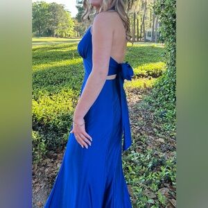 Chic Royal Blue Backless Dress